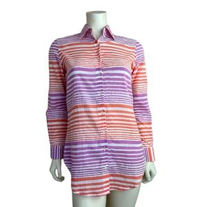 NEW Oliphant Long Sleeve Button Up Top Cotton Stripe Printed Tuckernuck Boho XS